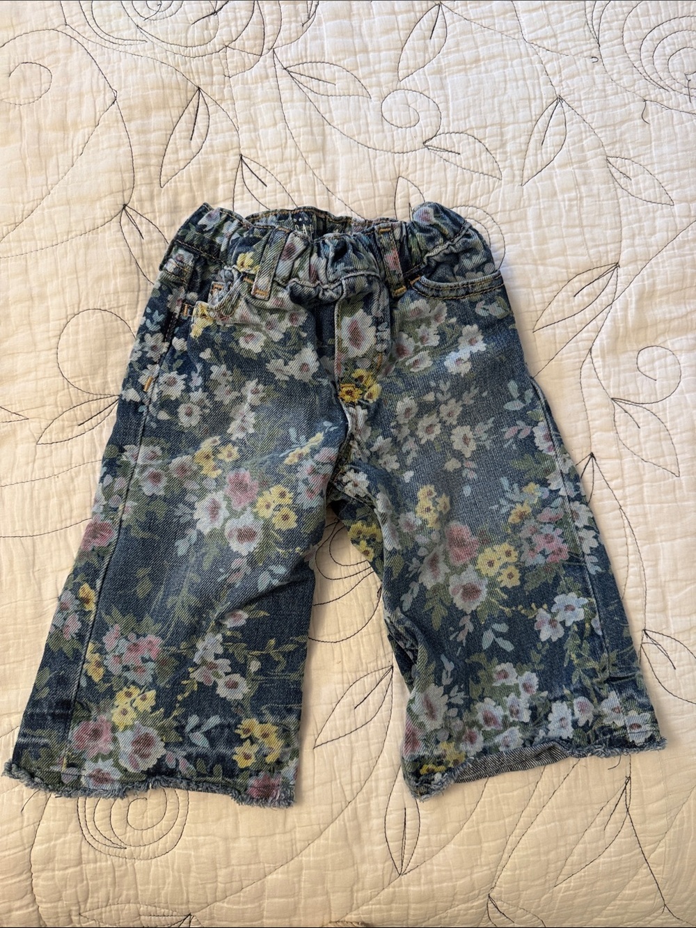 GAP Baby Girls Floral Denim Pull-On Jeans with Flowers 12-18M